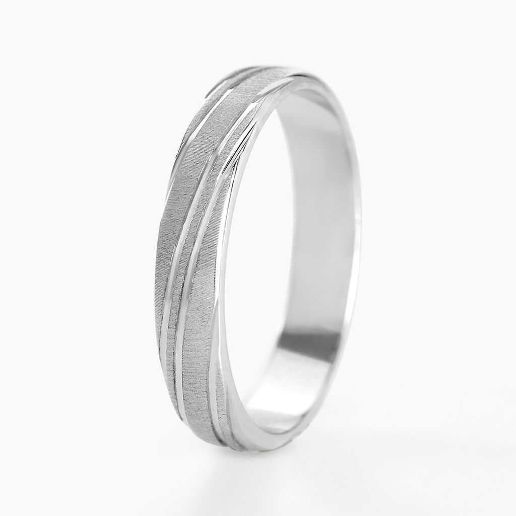 Alliance Ketly Ruban Plat Argent Blanc - Alliances Famille | Histoire d’Or