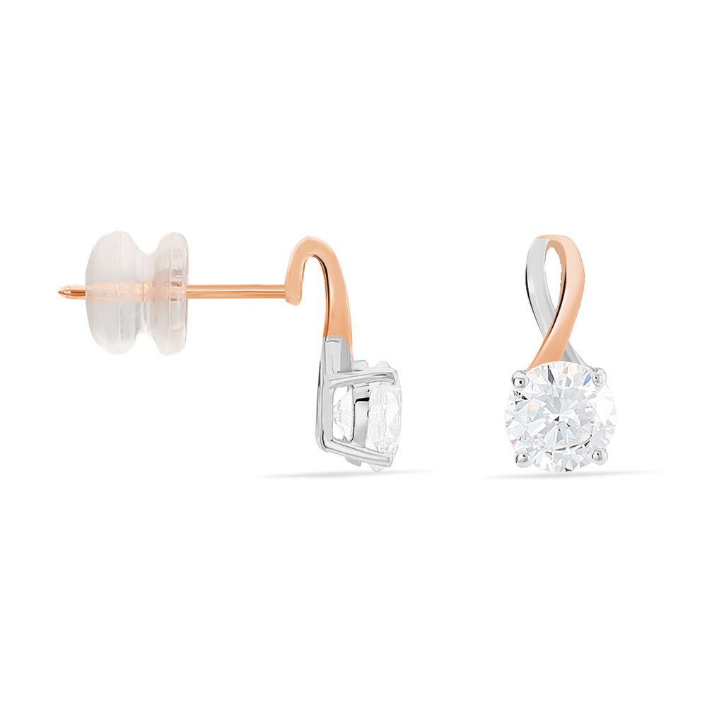 Boucles D'oreilles Pendantes Micheline Or Bicolore Oxyde De Zirconium - Boucles d'oreilles pendantes Femme | Histoire d’Or