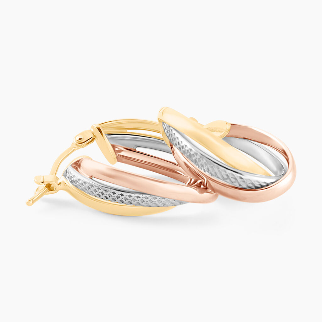 Créoles Hermande Or Tricolore - Boucles d'oreilles créoles Femme | Histoire d’Or