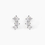 Boucles D'oreilles Puces Kyoto Or Blanc Oxyde De Zirconium - Clous d'oreilles Femme | Histoire d&rsquo;Or