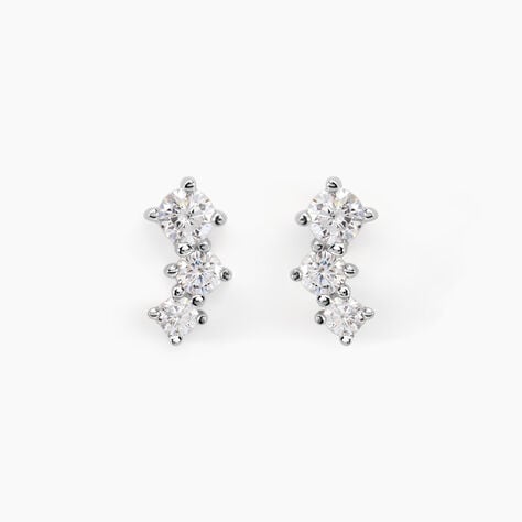 Boucles D'oreilles Puces Kyoto Or Blanc Oxyde De Zirconium - Clous d'oreilles Femme | Histoire d’Or