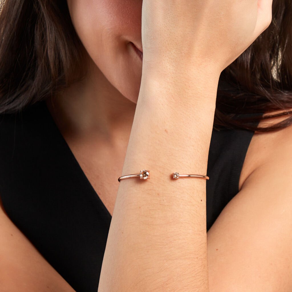 Bracelet Jonc Rio Argent Rose Oxyde De Zirconium - Bracelets joncs Femme | Histoire d&rsquo;Or