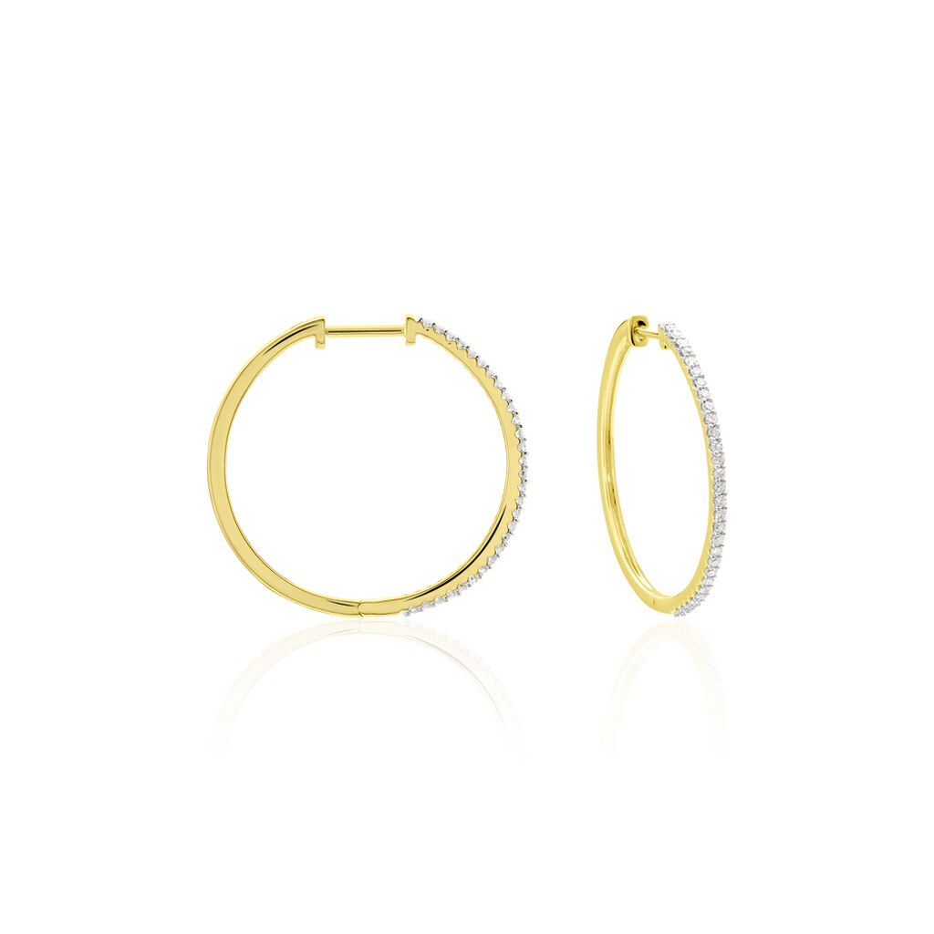 Creoles Or Jaune Aryanna Diamants - Boucles d'oreilles cr&eacute;oles Femme | Histoire d&rsquo;Or