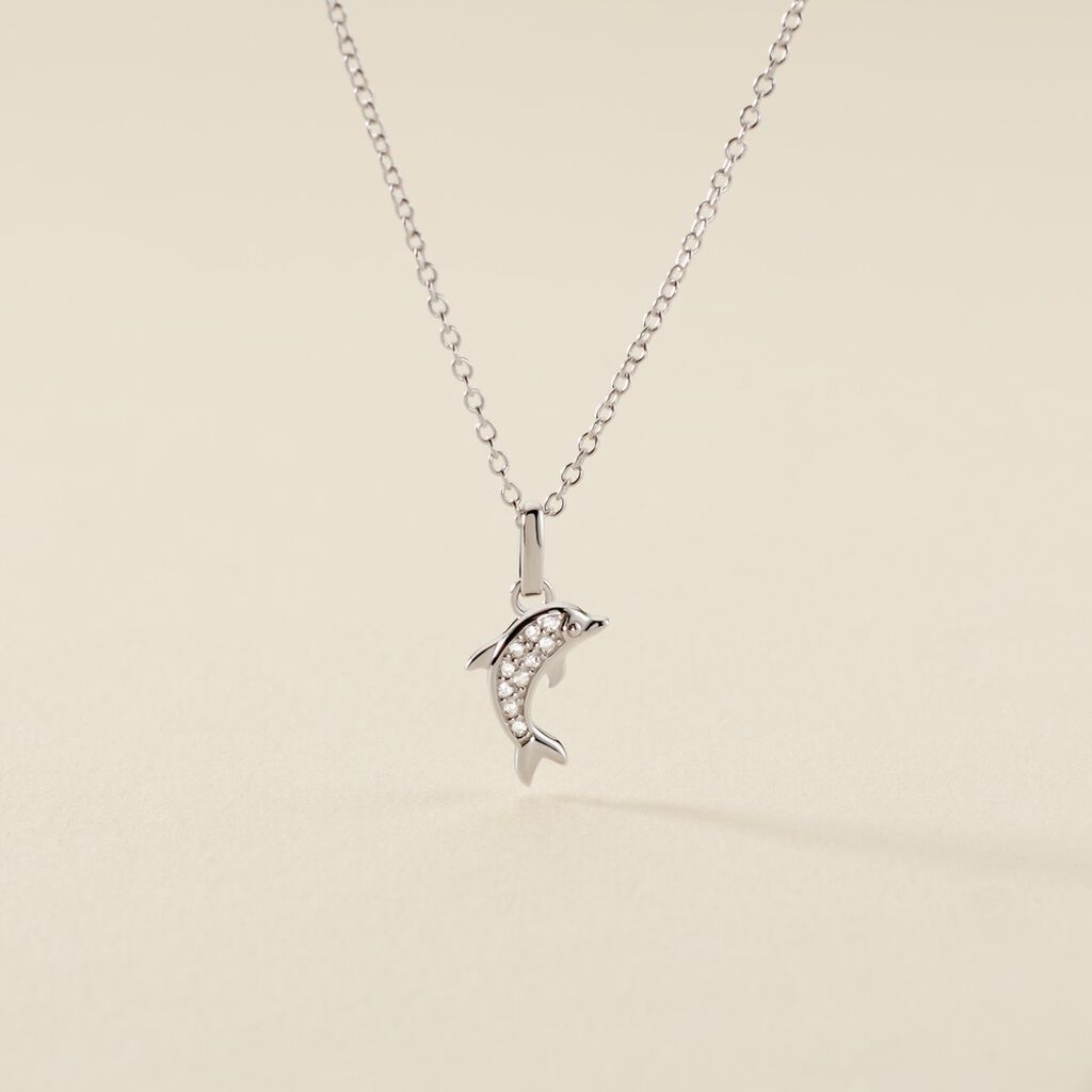 Collier Court Argent Blanc Giullia Motif Oxyde De Zirconium - Ras de cou Femme | Histoire d’Or