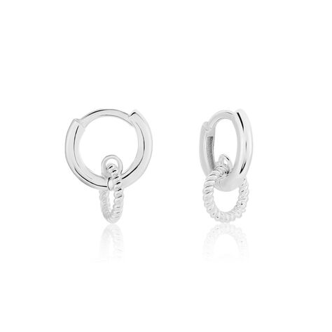 Créoles Sirkel Argent Blanc - Boucles d'oreilles créoles Femme | Histoire d’Or