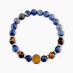 Bracelet Jourdan Archimedes Acier Argent&eacute; Oeil De Tigre Sodalite - F&ecirc;te des p&egrave;res Homme | Histoire d&rsquo;Or