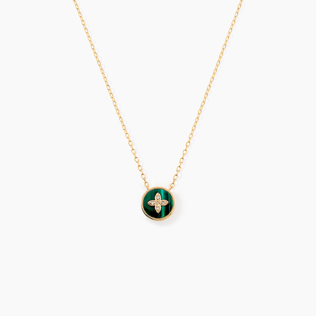 Collier Talisman Or Jaune Malachite Diamant - Colliers Femme | Histoire d&rsquo;Or