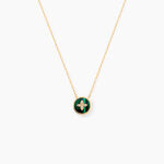 Collier Talisman Or Jaune Malachite Diamant - Colliers Femme | Histoire d&rsquo;Or