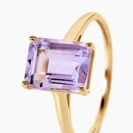 Bague Faraj Argent Dor&eacute; A L'Or 750/1000 Am&eacute;thyste - Bagues solitaires Femme | Histoire d&rsquo;Or