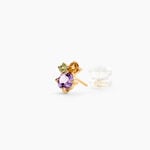 Boucles D'Oreilles Puces Prisme Or Jaune Am&eacute;thyste Citrine P&eacute;ridot - Clous d'oreilles Femme | Histoire d&rsquo;Or