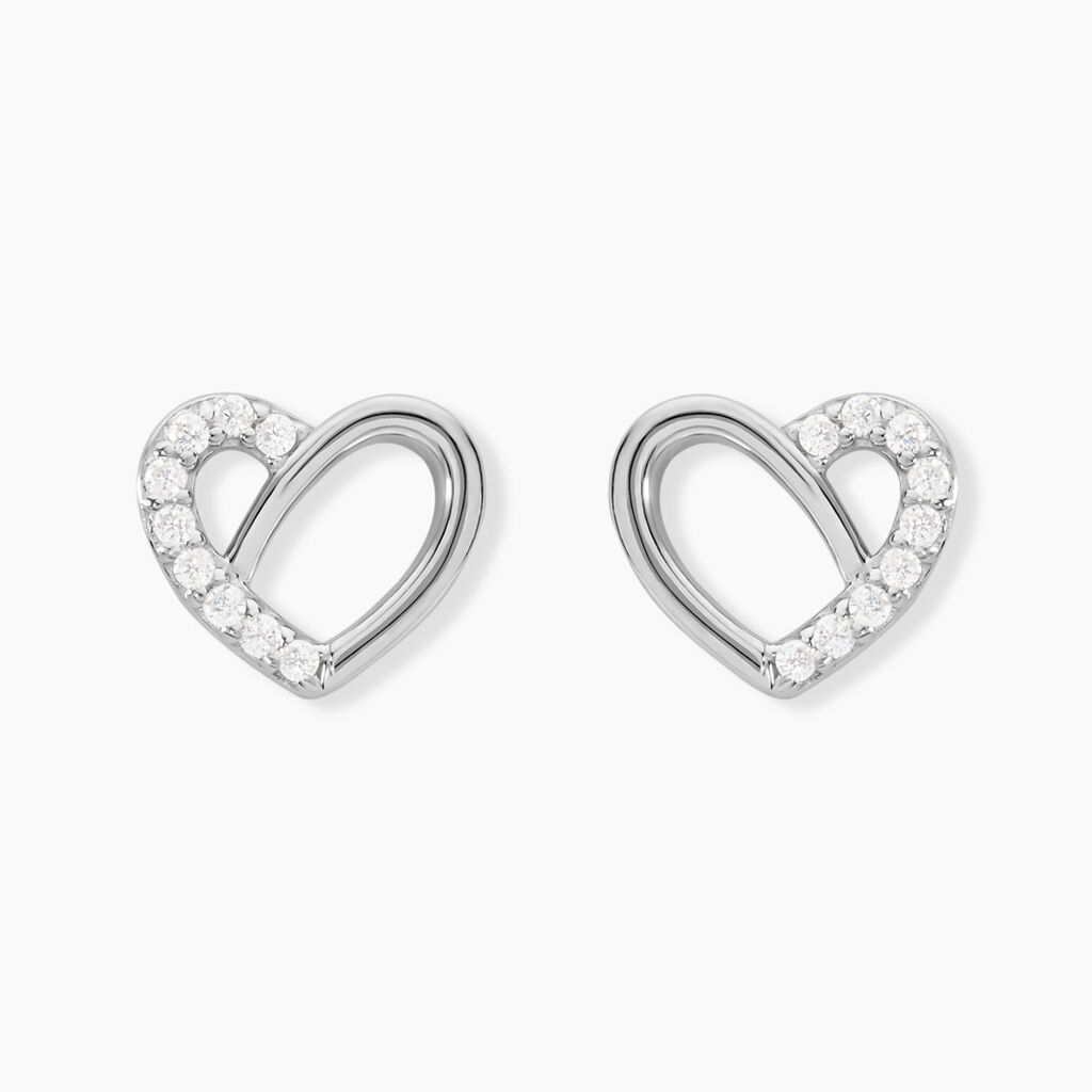 Boucles D'oreilles Puces Dorthea Argent Blanc Oxyde De Zirconium - Boucles d'oreilles fantaisie Femme | Histoire d’Or