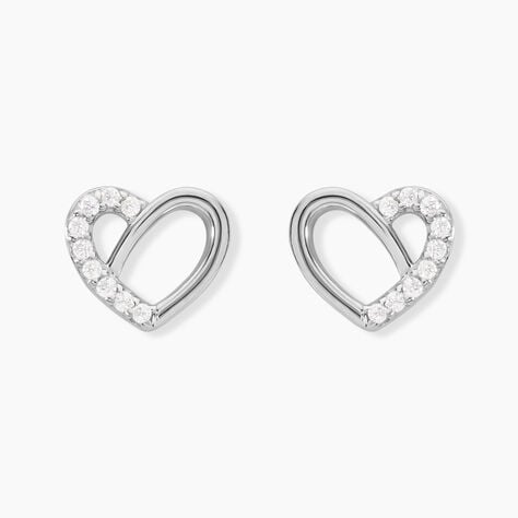 Boucles D'oreilles Puces Dorthea Argent Blanc Oxyde De Zirconium - Boucles d'oreilles fantaisie Femme | Histoire d’Or