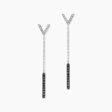 Boucles D'oreilles Pendantes Rachel Or Blanc Diamant - Boucles d'oreilles pendantes Femme | Histoire d&rsquo;Or