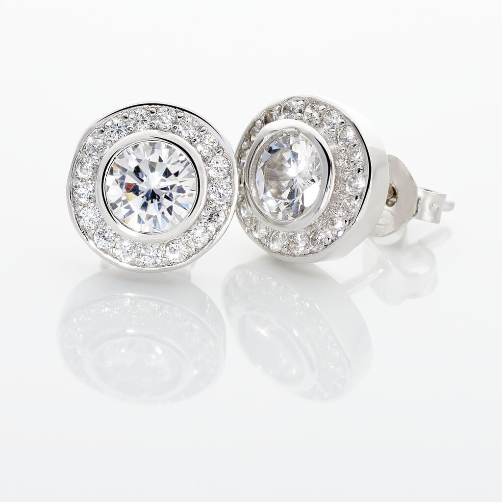 Boucles D'oreilles Puces Marquise Argent Blanc Oxyde De Zirconium - Boucles d'oreilles fantaisie Femme | Histoire d’Or