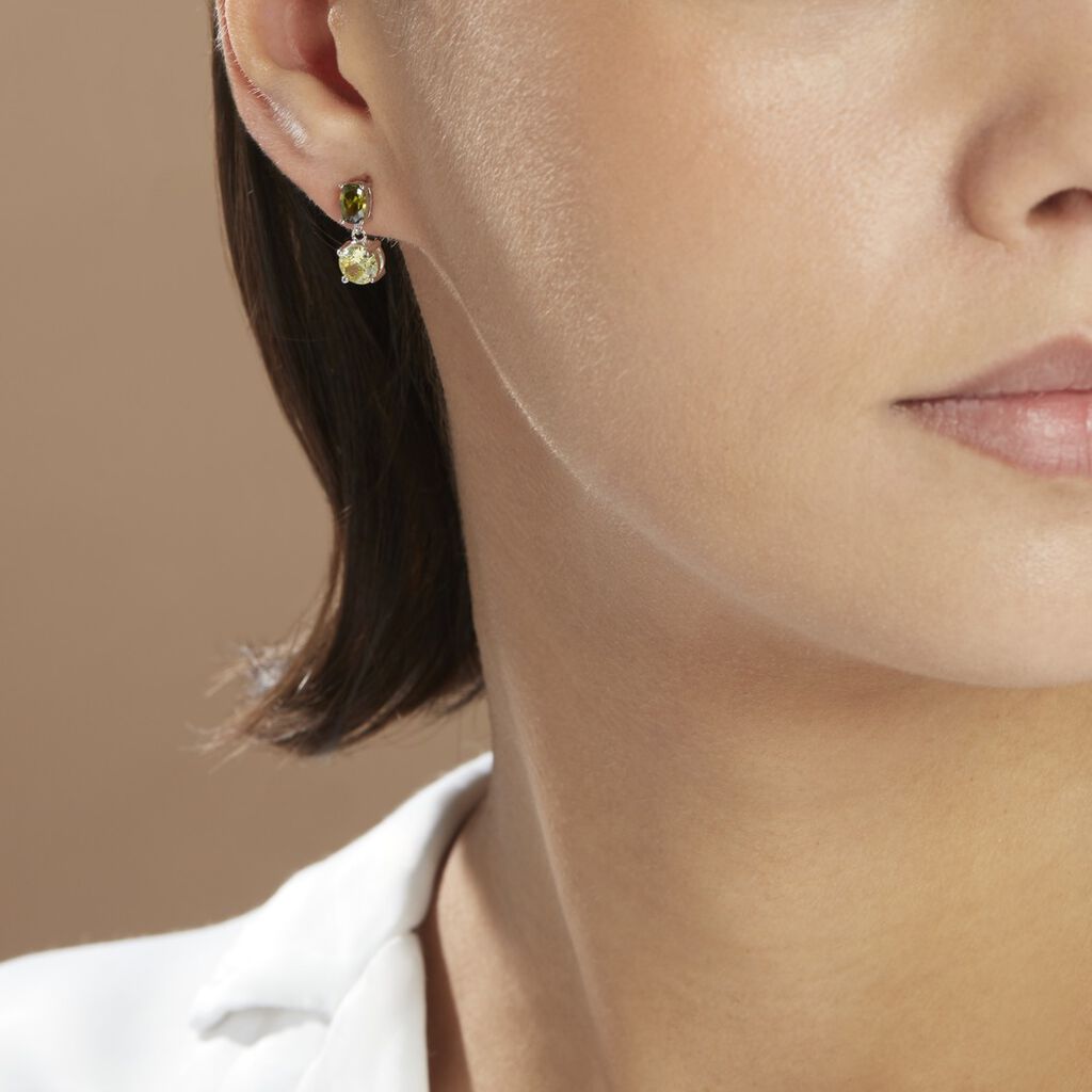 Boucles D'oreilles Pendantes Argent Blanc Brenna Oxydes De Zirconium - Boucles d'oreilles fantaisie Femme | Histoire d’Or