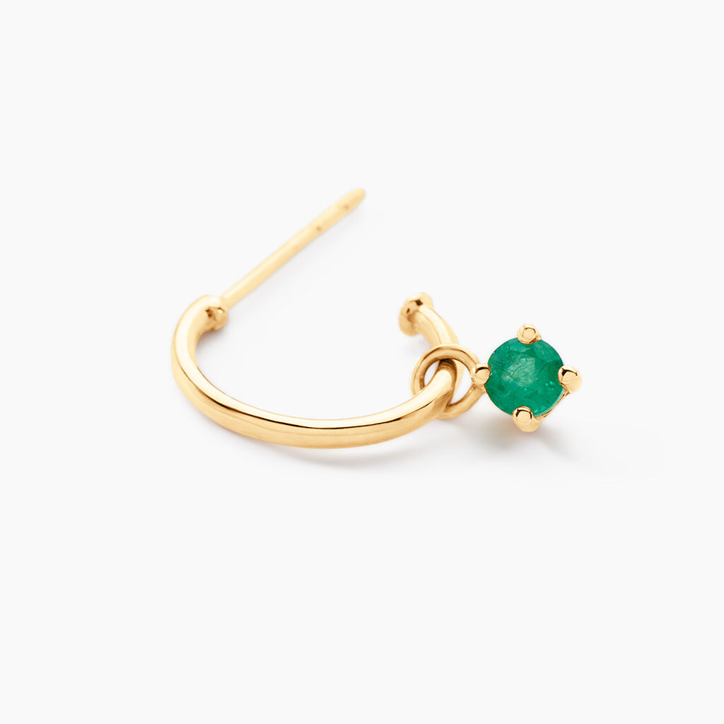 Créole Unitaire Onora Or Jaune Emeraude - Boucles d'oreilles créoles Femme | Histoire d’Or