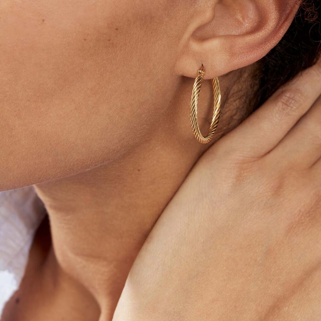 Créoles Acier Doré Pascau - Boucles d'oreilles créoles Femme | Histoire d’Or