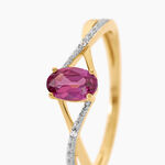 Bague Hemma Argent Dor&eacute; A L'Or 750/1000 Rhodolite Oxyde De Zirconium - Bagues solitaires Femme | Histoire d&rsquo;Or