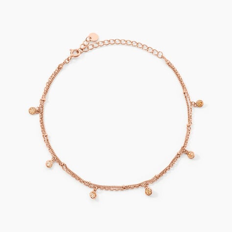 Chaîne De Cheville Heidi Argent Rose Oxyde De Zirconium - Chaînes de cheville Femme | Histoire d’Or