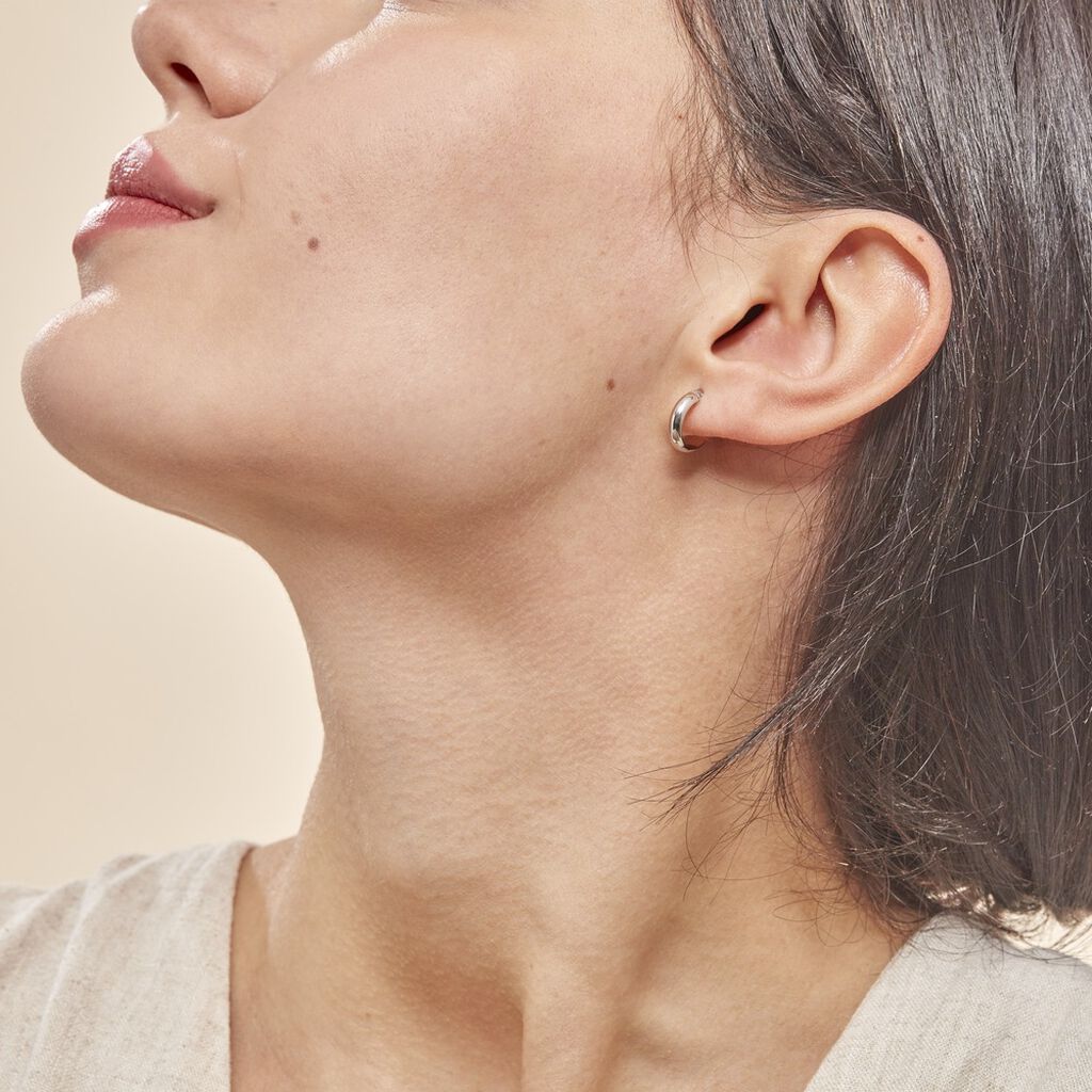 Créoles Shalana Or Blanc - Boucles d'oreilles créoles Femme | Histoire d’Or