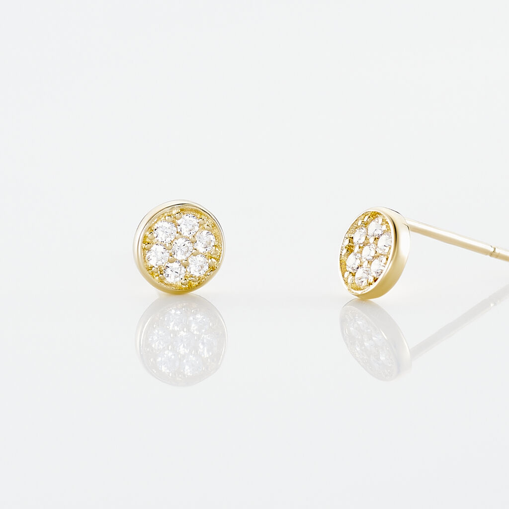 Boucles D'oreilles Puces Pastille Serti Clos Or Jaune Oxyde - Clous d'oreilles Femme | Histoire d’Or