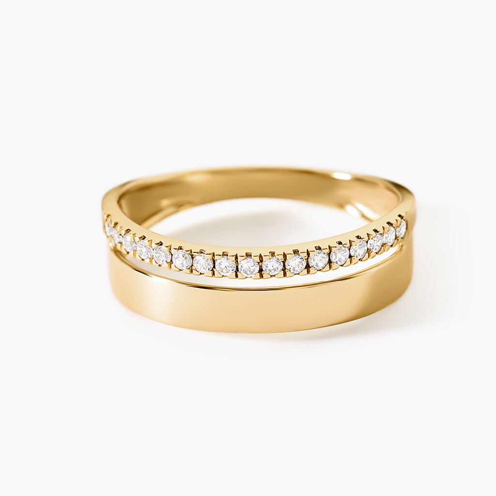 Bague Katiana Argent Dor&eacute; A L'Or 750/1000 Oxyde De Zirconium - Bagues avec pierre Femme | Histoire d&rsquo;Or