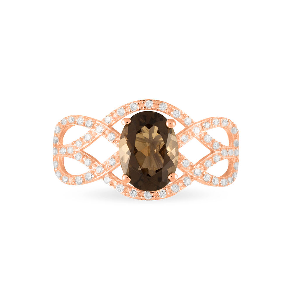 Bague Tina Or Rose Quartz Et Oxyde De Zirconium - Bagues solitaires Femme | Histoire d’Or