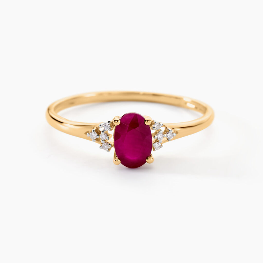 Bague Or Jaune Marie Rubis Diamants - Bagues solitaires Femme | Histoire d’Or