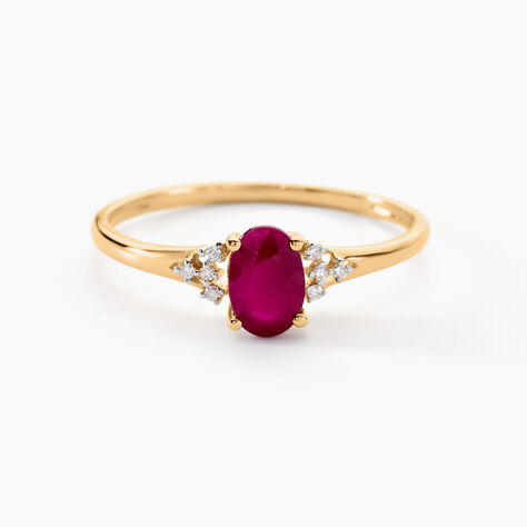 Bague Or Jaune Marie Rubis Diamants - Bagues solitaires Femme | Histoire d’Or
