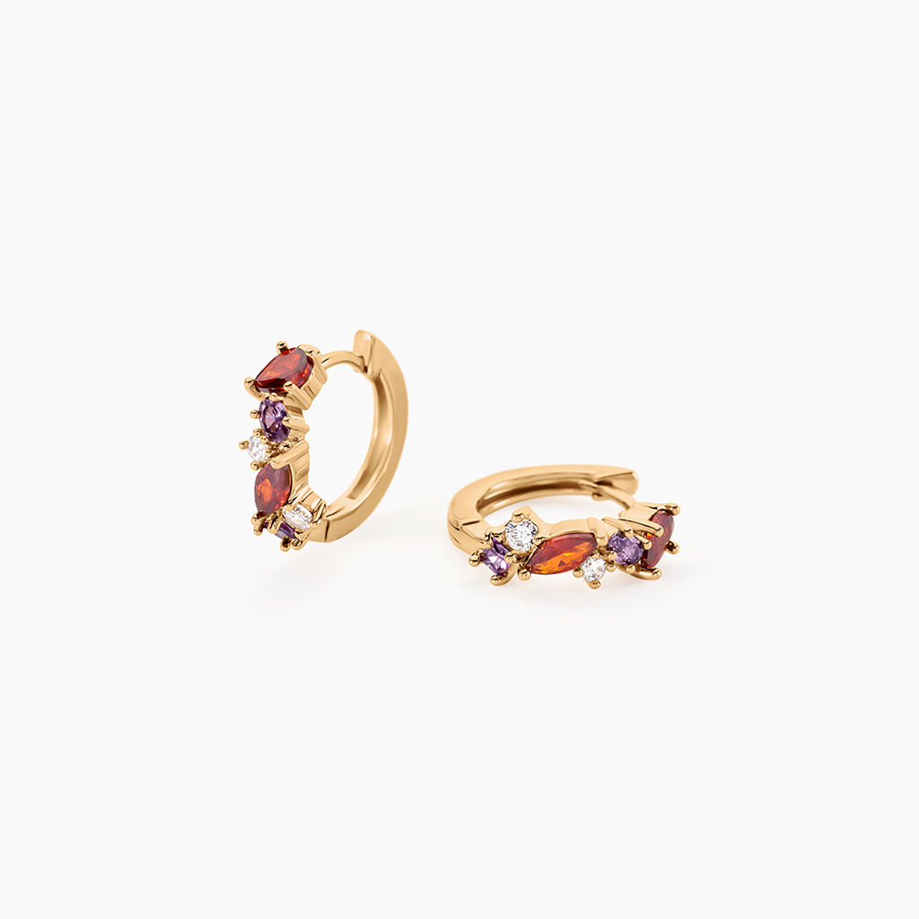 Créoles Muire Plaqué Or Jaune Oxyde De Zirconium - Boucles d'oreilles créoles Femme | Histoire d’Or