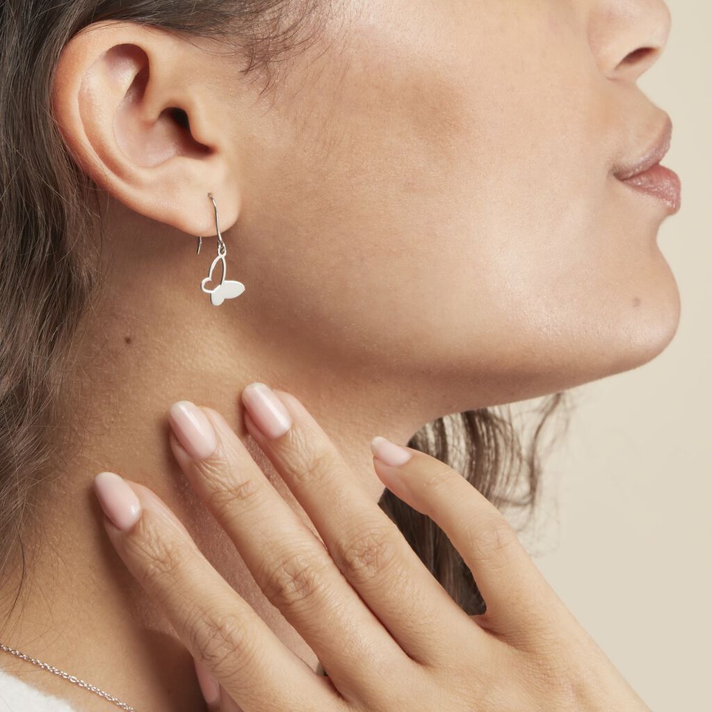 Boucles D'oreilles Pendantes Maria Argent Blanc - Boucles d'oreilles fantaisie Femme | Histoire d’Or