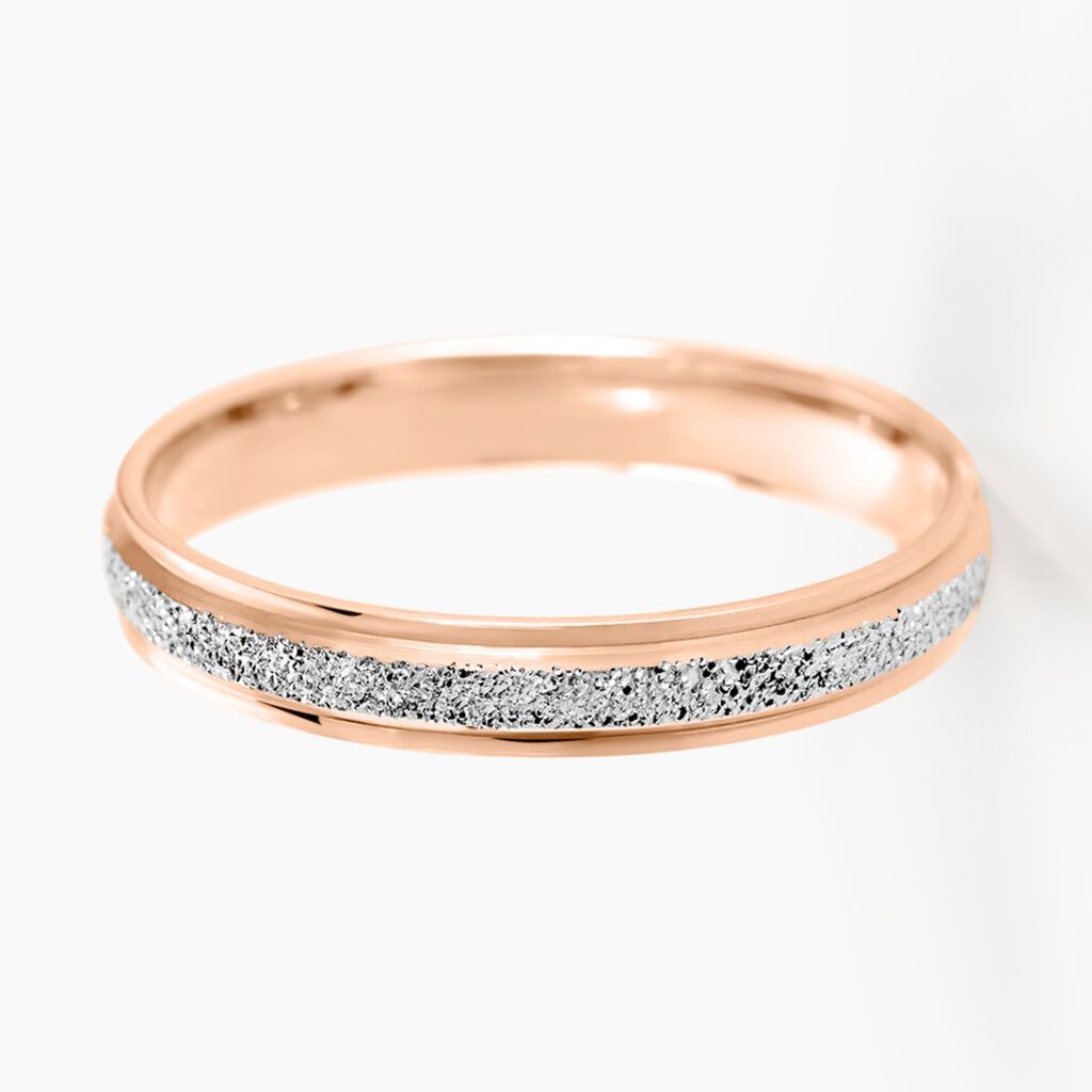 Alliance Caroline Sablee Demi Jonc Classique Or Bicolore - Alliances Femme | Histoire d&rsquo;Or