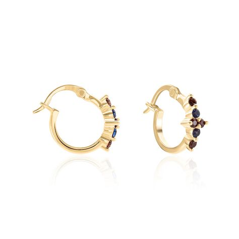 Créoles Céphée Plaqué Or Doré Pierres De Synthèses - Boucles d'oreilles créoles Femme | Histoire d’Or