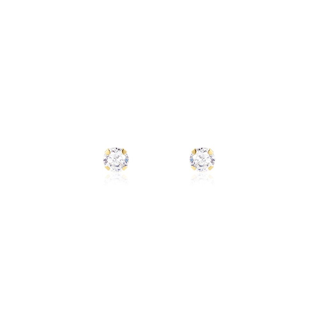 Boucles D'oreilles Puces Pepita Or Jaune Oxyde De Zirconium - Clous d'oreilles Famille | Histoire d’Or