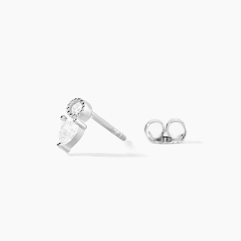 Boucles D'oreilles Puces Argent Blanc Delya Oxyde De Zirconium - Boucles d'oreilles fantaisie Femme | Histoire d’Or