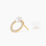 Boucles D'oreilles Puces Piety Or Jaune Perle De Culture Oxyde - Clous d'oreilles Femme | Histoire d&rsquo;Or