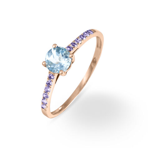 Bague Manon Or Rose Topaze Et Amethyste - Bagues solitaires Femme | Histoire d&rsquo;Or