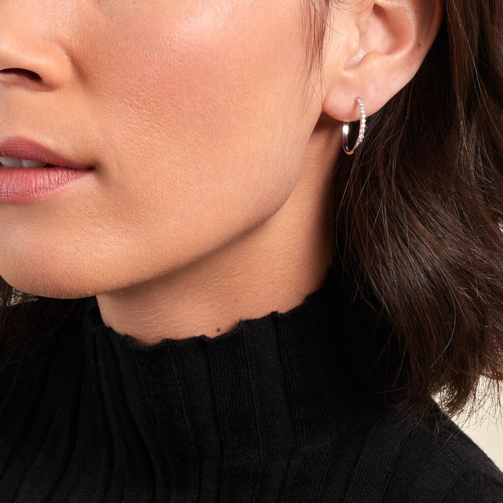 Créoles Ahab Argent Blanc Oxyde De Zirconium - Boucles d'oreilles créoles Femme | Histoire d’Or
