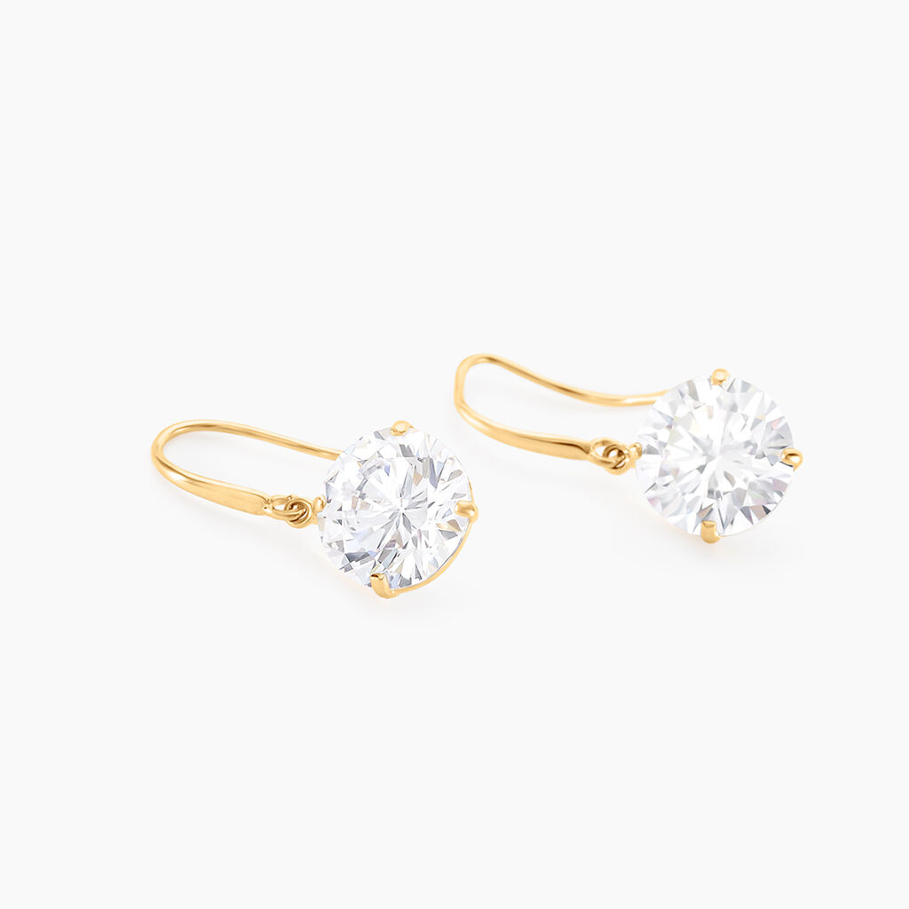 Boucles D'oreilles Pendantes Oxyde Rond Or Jaune Oxyde De Zirconium - Boucles d'oreilles pendantes Femme | Histoire d’Or