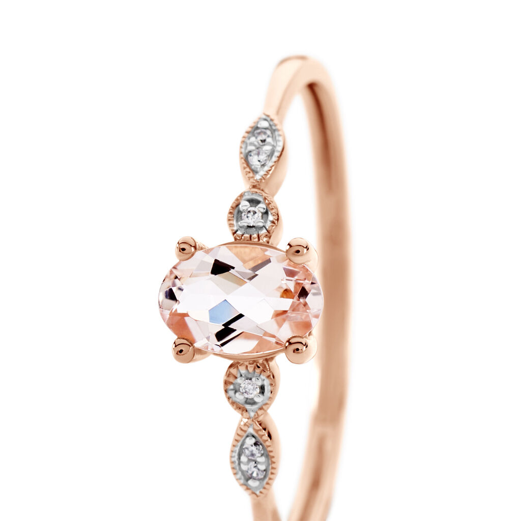 Bague Antonia Or Rose Morganite Et Oxyde De Zirconium - Bagues avec pierre Femme | Histoire d’Or