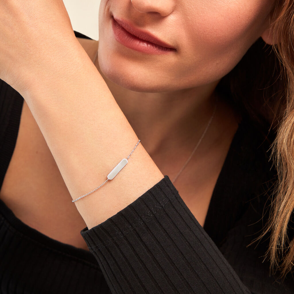 Bracelet Saddie Argent Blanc - Bracelets Femme | Histoire d’Or
