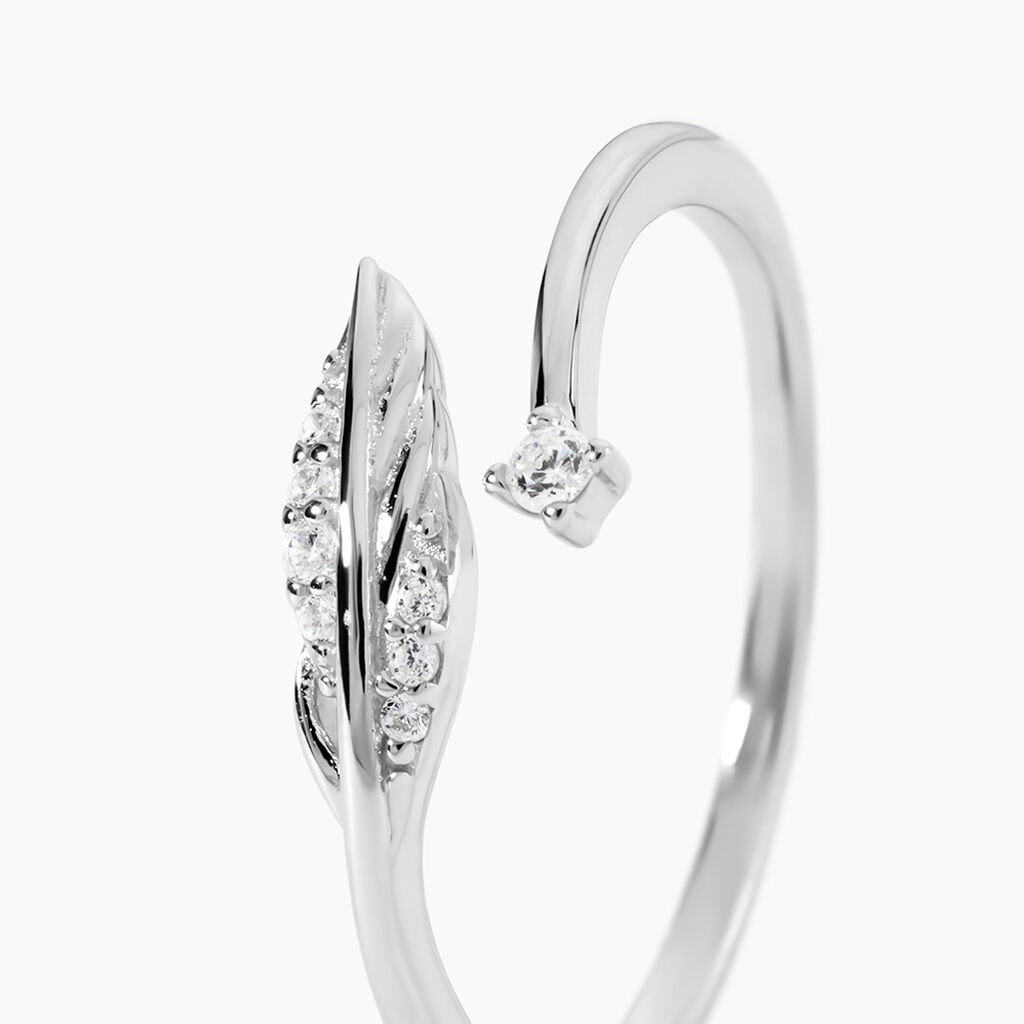 Bague Feath Argent Blanc Oxyde De Zirconium - Bagues solitaires Femme | Histoire d&rsquo;Or