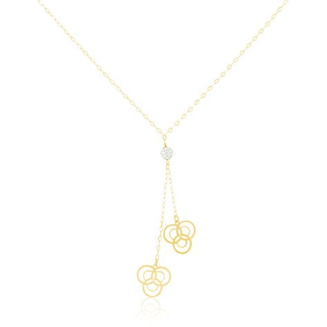 Collier Or Jaune Rosaces Et Boule Strass - Colliers Femme | Histoire d’Or
