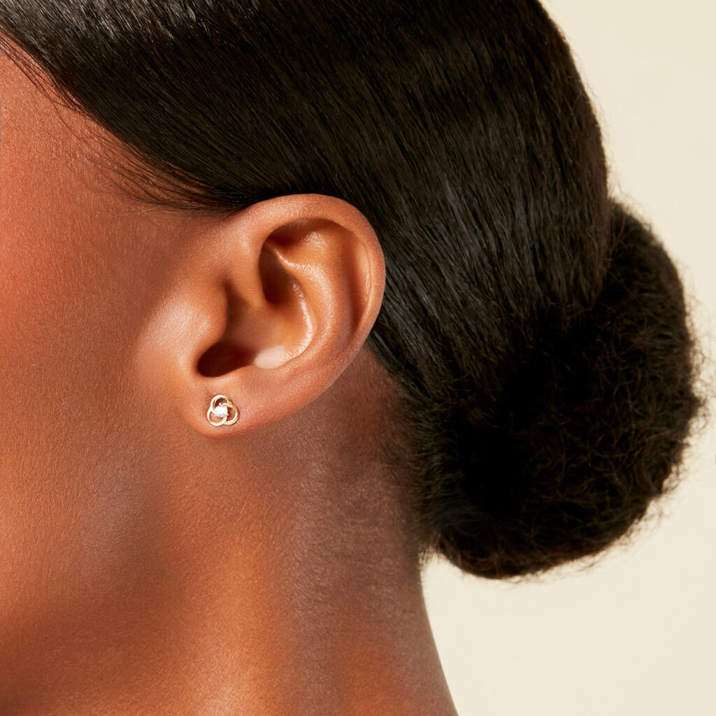 Boucles D'Oreilles Puces Isaias Or Jaune Oxyde De Zirconium - Clous d'oreilles Femme | Histoire d&rsquo;Or