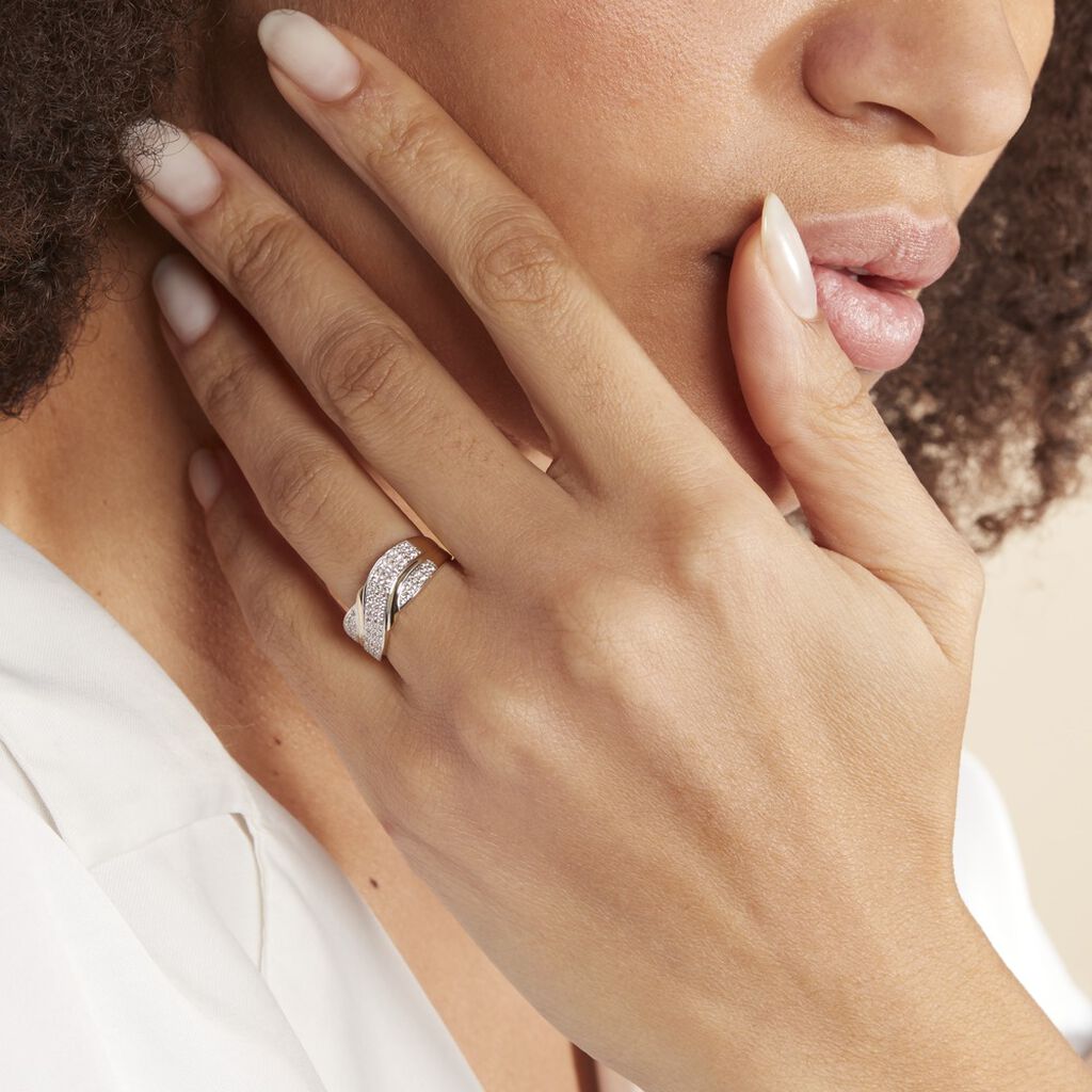 Bague Bandeau Or Jaune Oxyde De Zirconium - Bagues avec pierre Femme | Histoire d’Or
