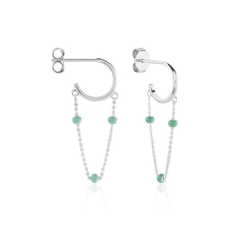 Créoles Polka Argent Blanc - Boucles d'oreilles créoles Femme | Histoire d’Or