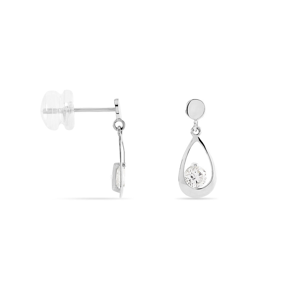 Boucles D'oreilles Pendantes Phaenna Or Blanc Oxyde De Zirconium - Boucles d'oreilles pendantes Femme | Histoire d’Or