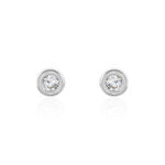 Boucles D'oreilles Puces Eden Serti Pneu Or Blanc Oxyde De Zirconium - Clous d'oreilles Femme | Histoire d&rsquo;Or