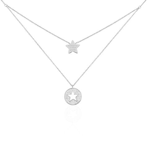 Collier Ambre Argent Blanc Oxyde De Zirconium - Colliers doubles et triples cha&icirc;nes Femme | Histoire d&rsquo;Or