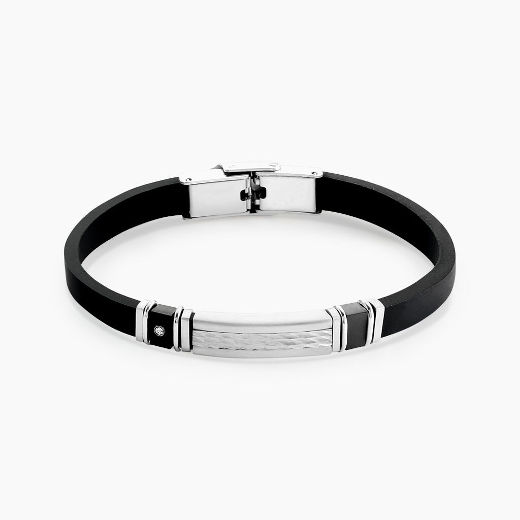 Bracelet Eric Acier Blanc Pierre De Synthese - Bracelets Homme | Histoire d&rsquo;Or